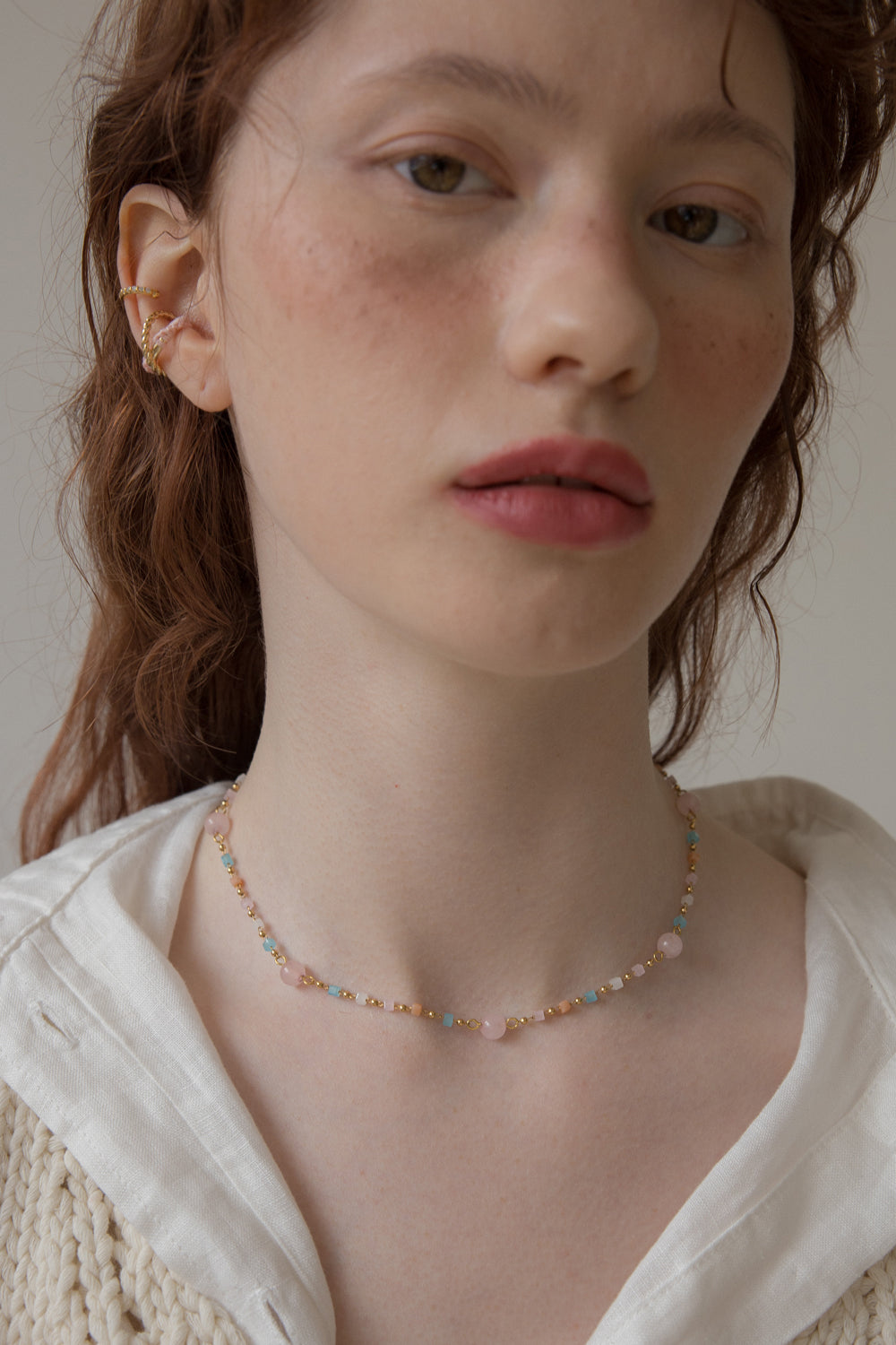 Pastel sugar candy ball chain necklace