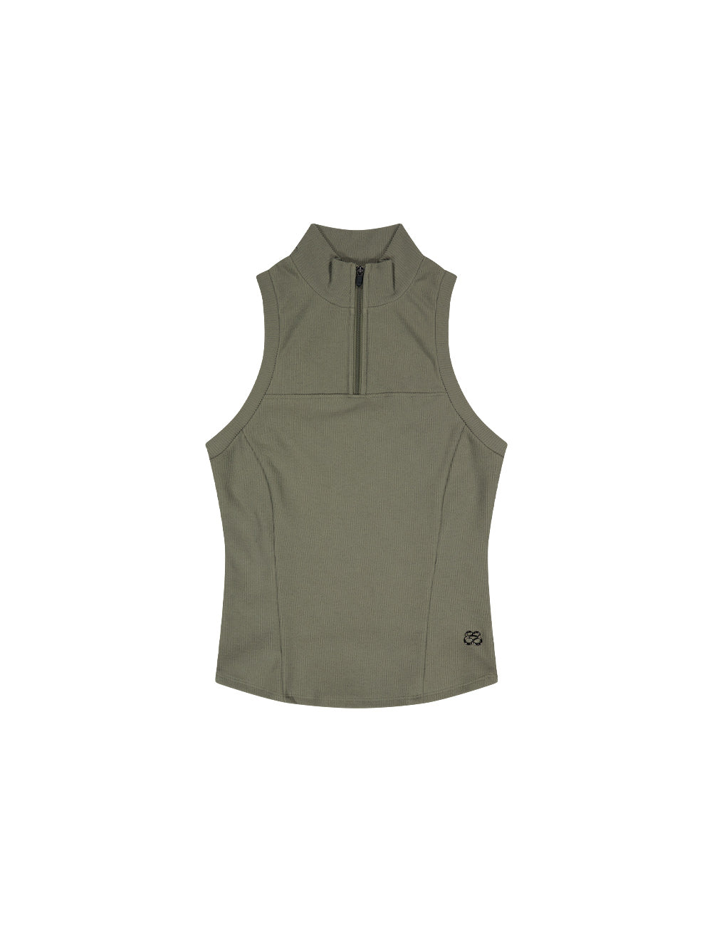 MESH LAYERED HALF-ZIP SLEEVELESS [DUSTY OLIVE]