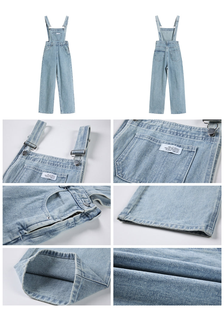 light blue denim overall pants