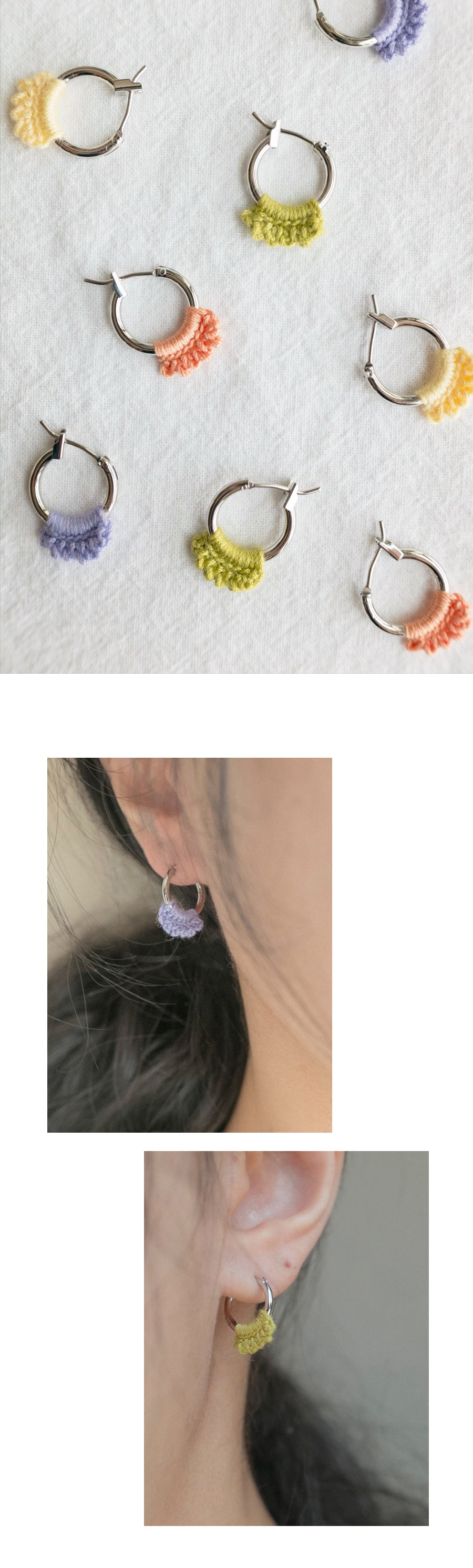 Pastel knit lace mini earring