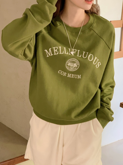 Embroidery Lettering Crop Sweat Shirt (3color)