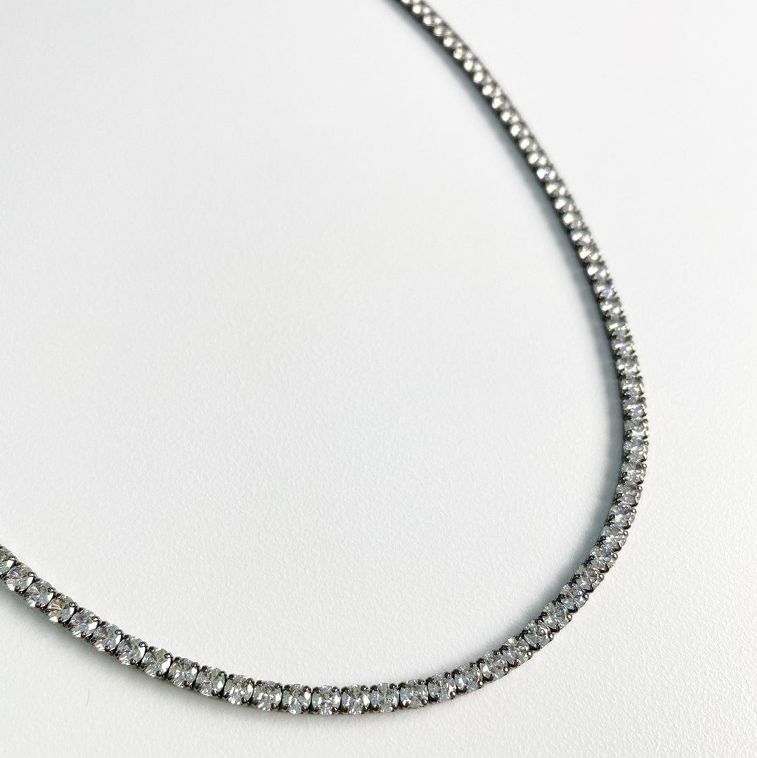 [ Silver 925 ] Black Color Tennis Necklace