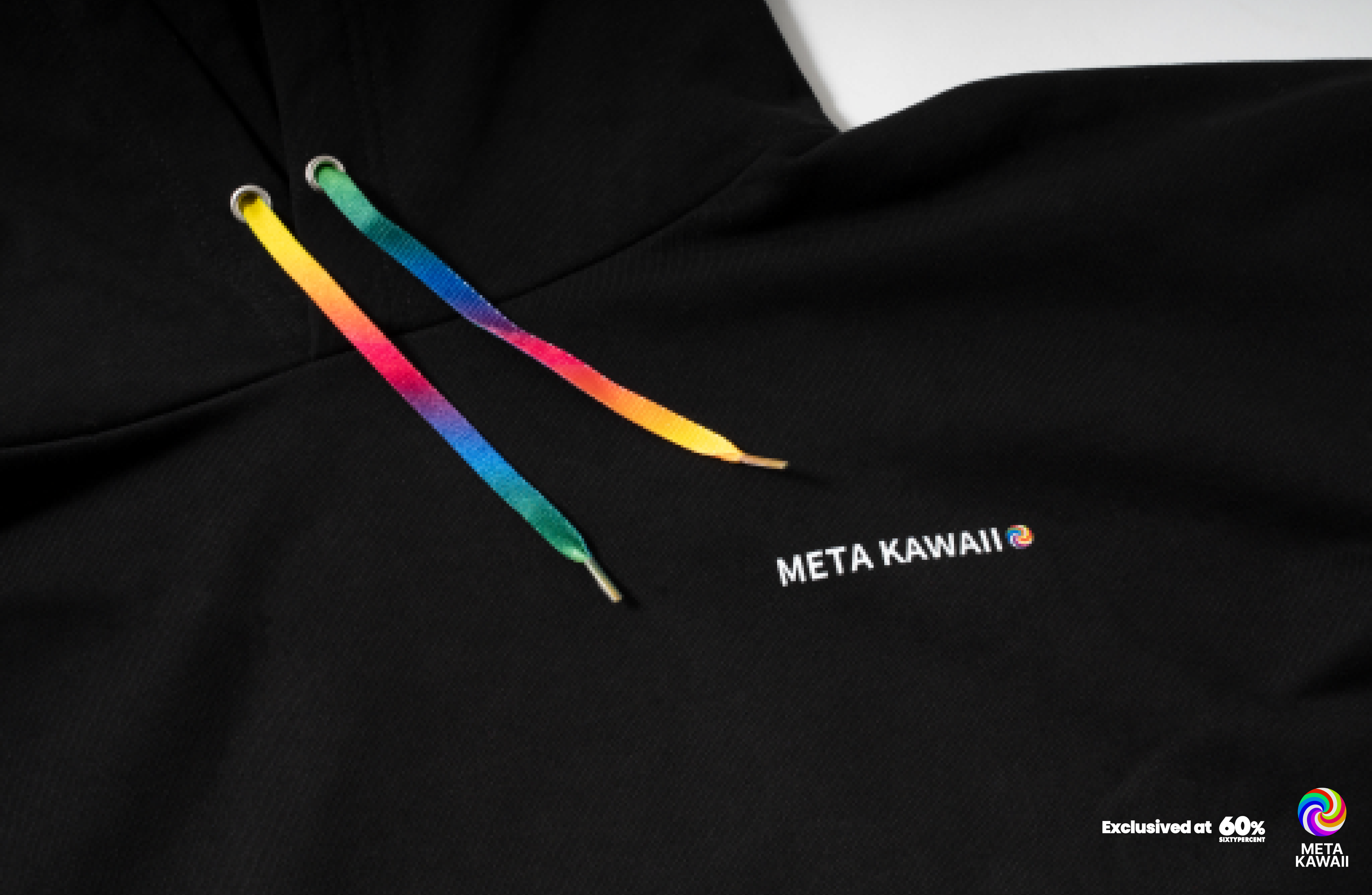 カワイイ レインボー フーディー（ブラック） I  Exclusive Kawaii Rainbow Hoodie