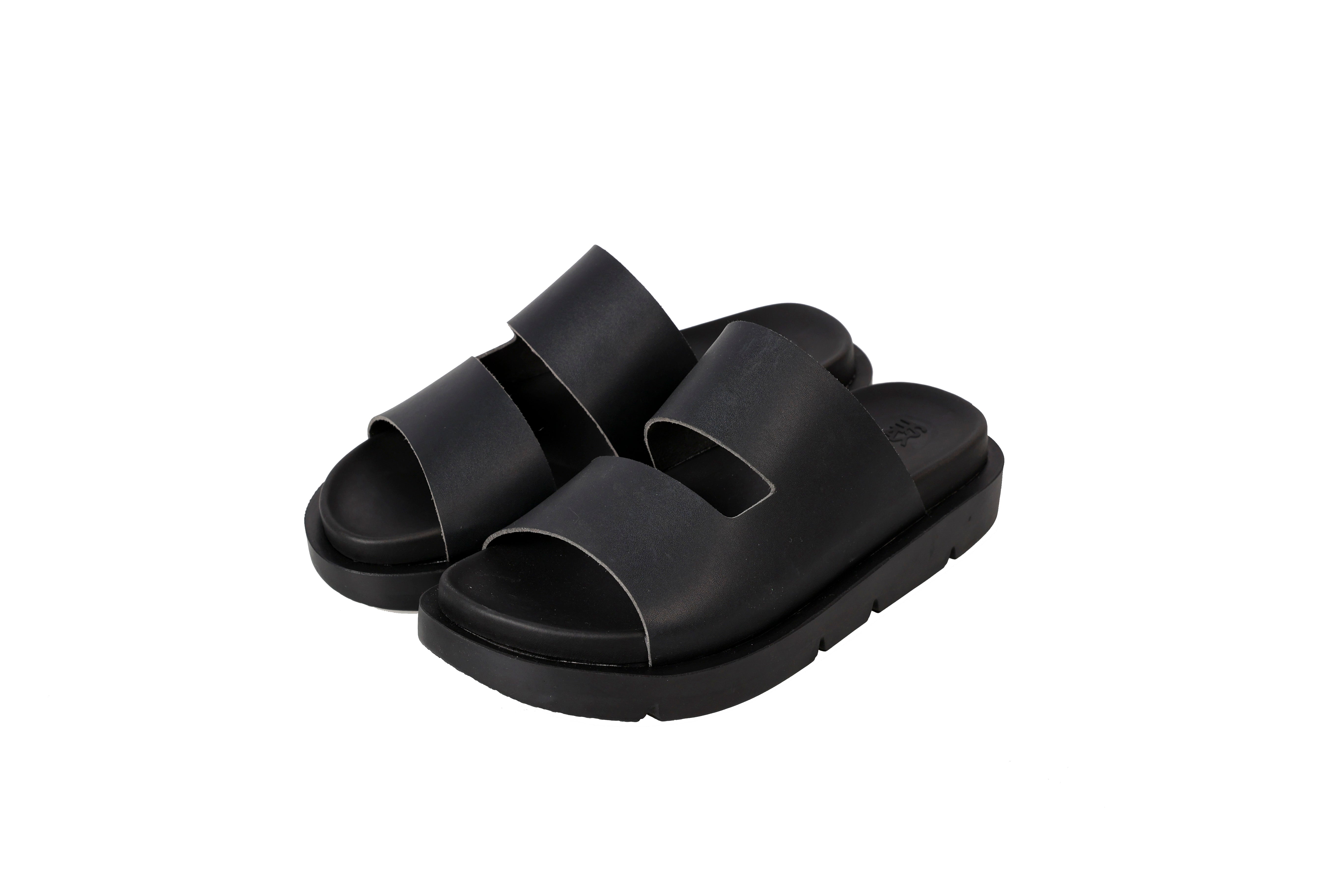 SANTORINI SLIDE LEATHER BLACK 551