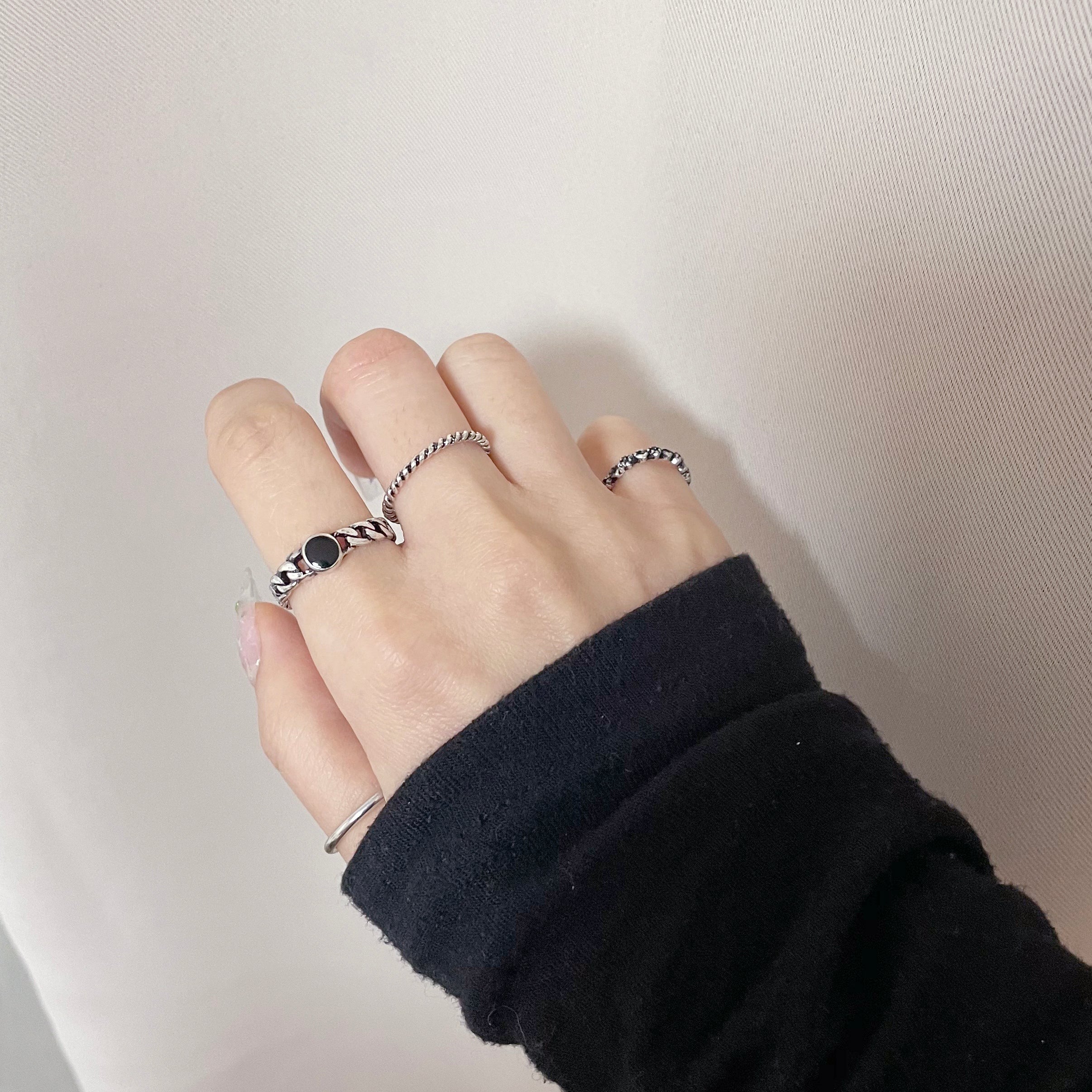 Black chain ring set (7 set)