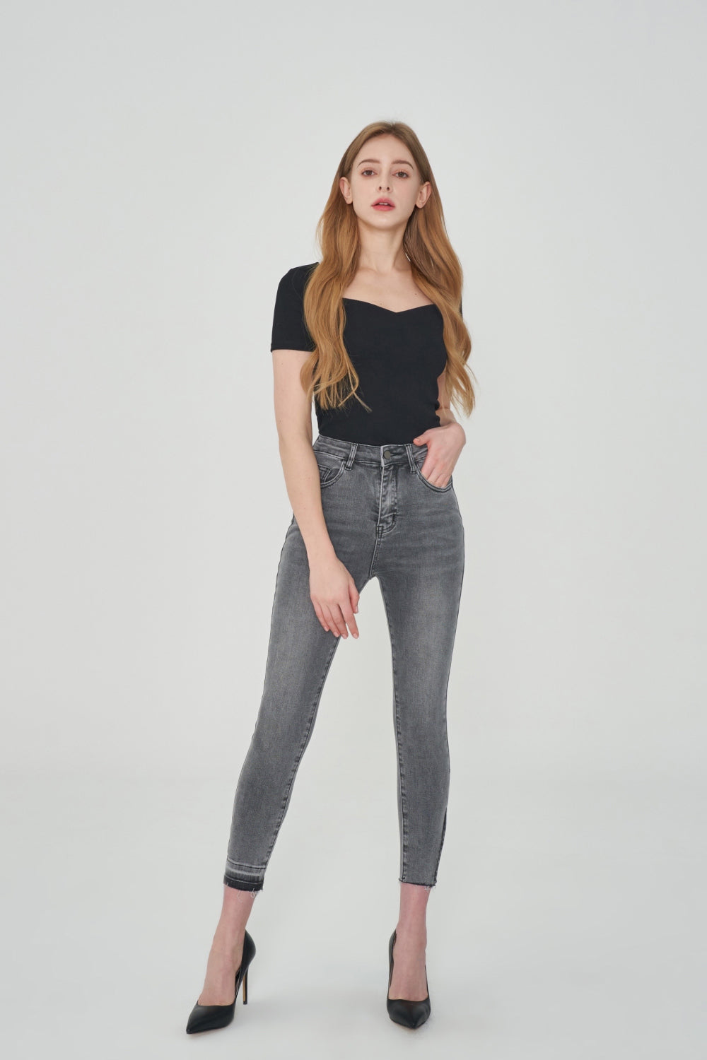 GRAY SKINNY JEAN [6860]