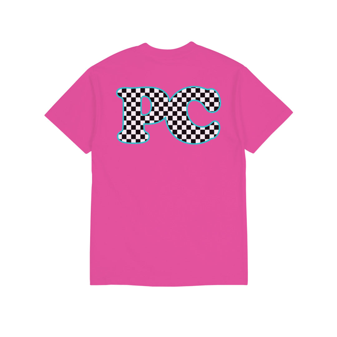 Checkered Tee - Neon Pink