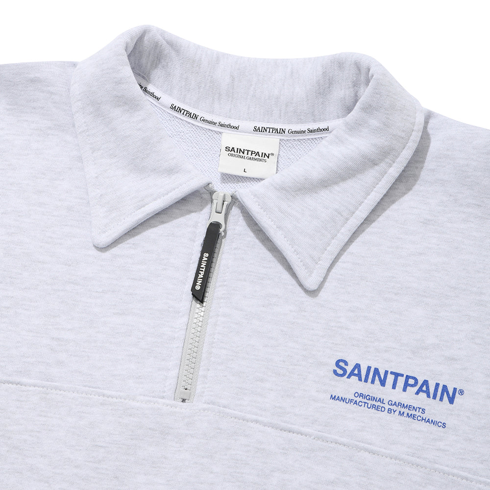 SP VRTN COLLAR HALF ZIP UP-ASH MELANGE