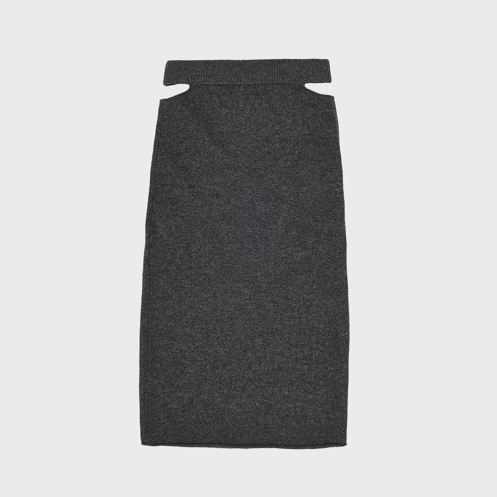 CUT-OUT LONG SKIRT_SLATE