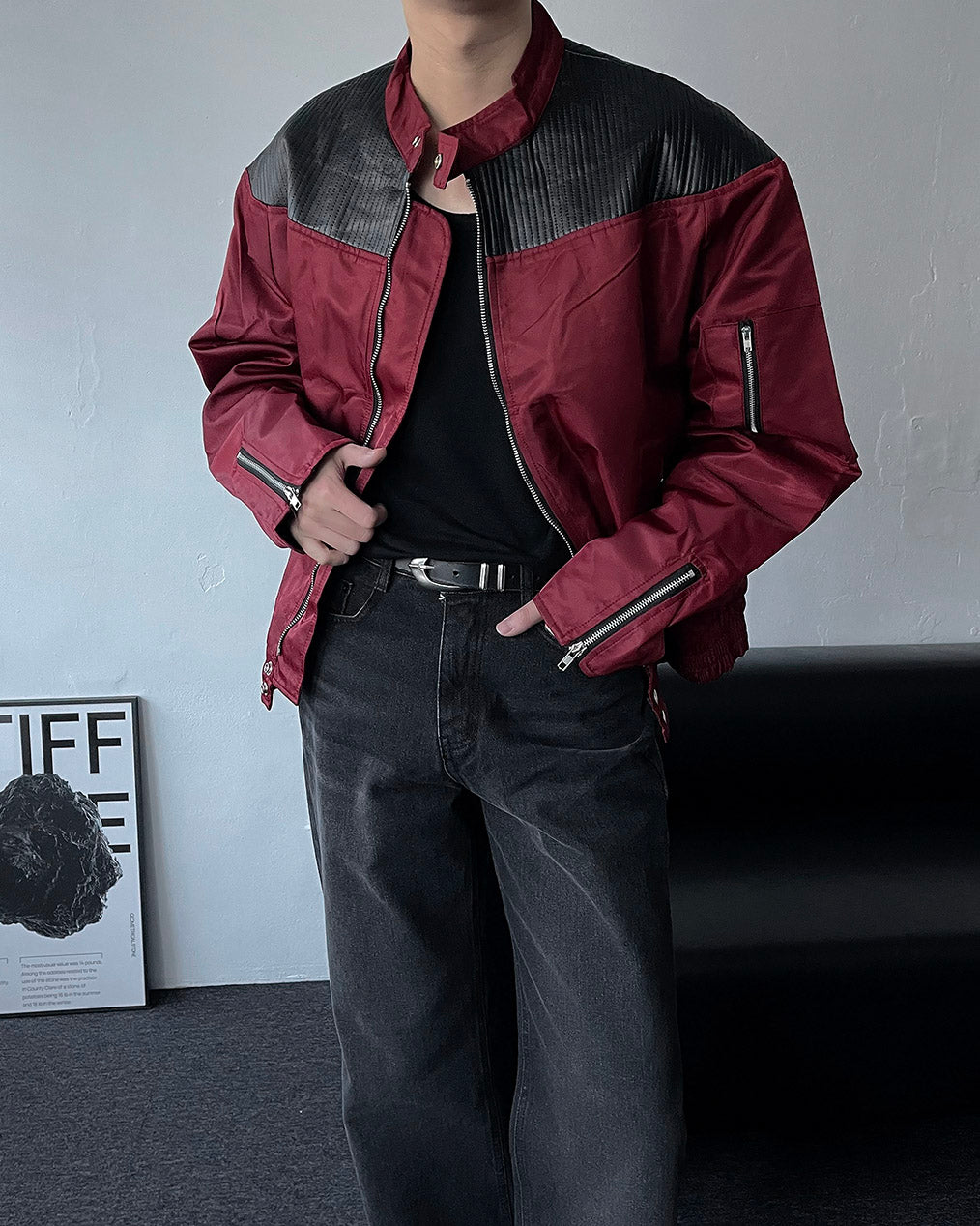 ECT quilting leather biker jacket (3 colors)