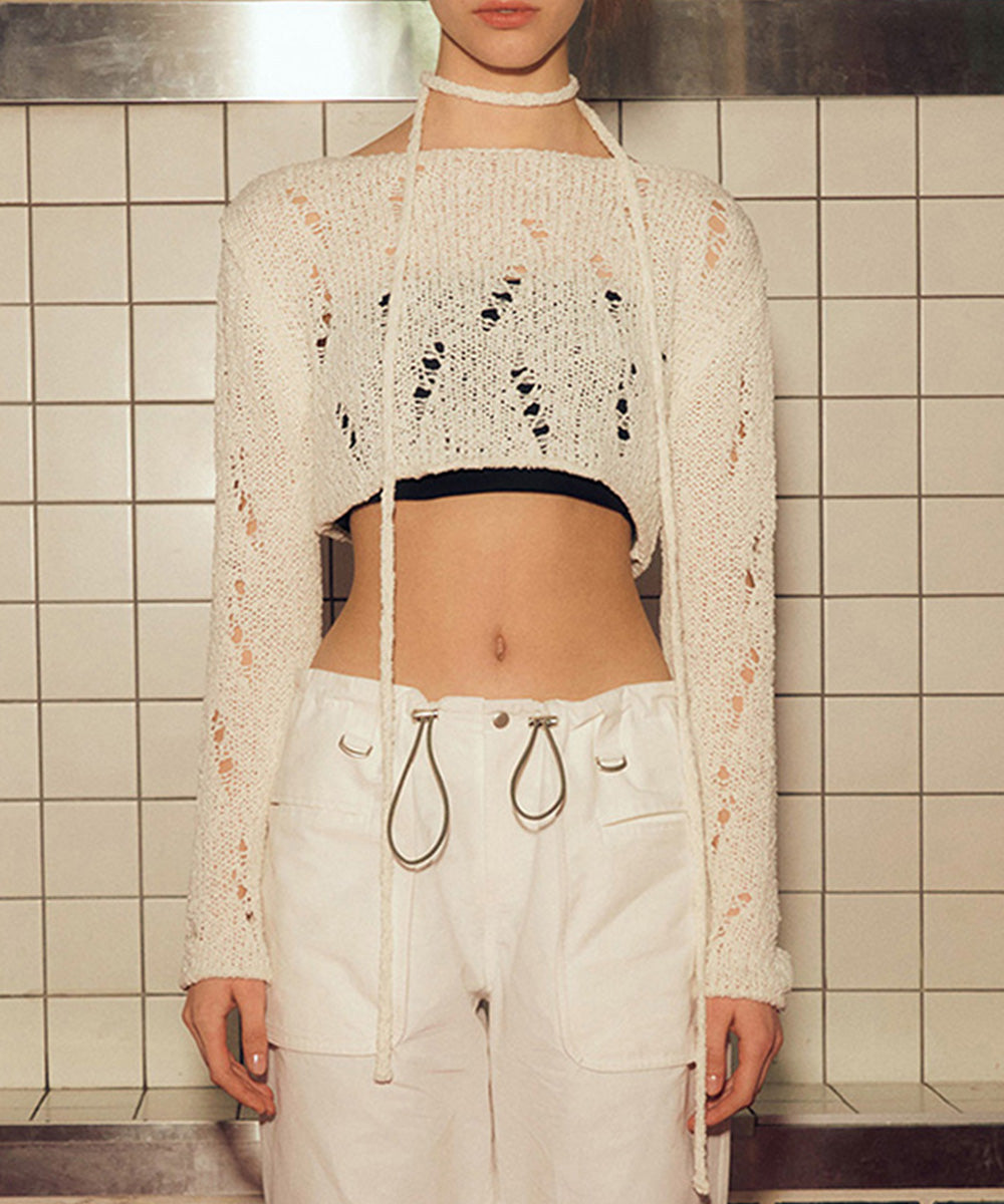 NETTING CROPPED SWEATER (IVORY)