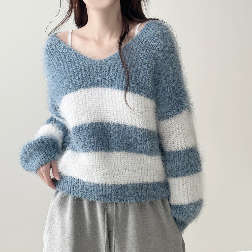 Sheath Stripe Off Shoulder Knitwear