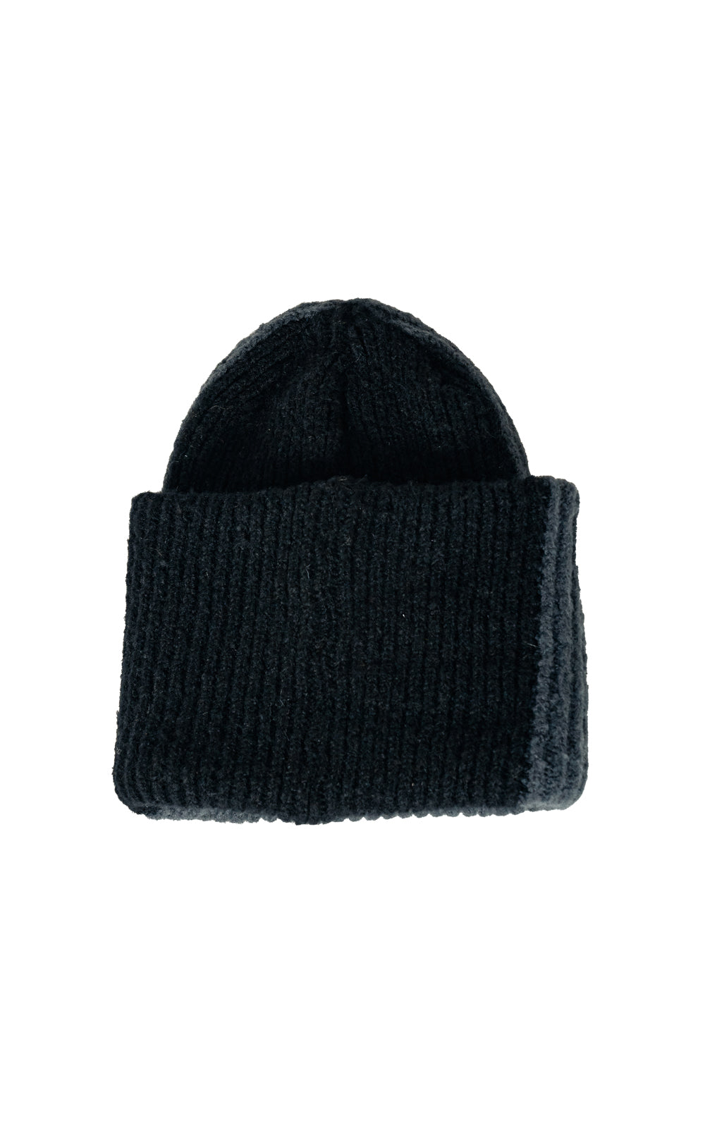 CONTRAST WIDE KNIT BEANIE_[BK