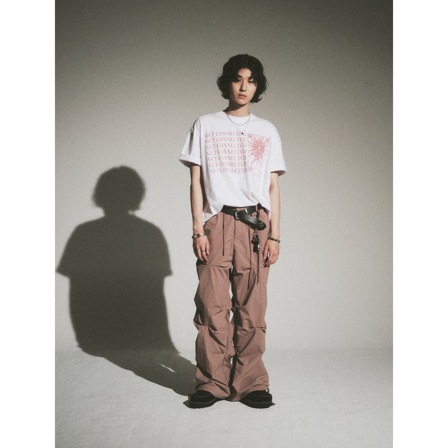 CREASE NYLON BANDING PANTS_INDIE PINK