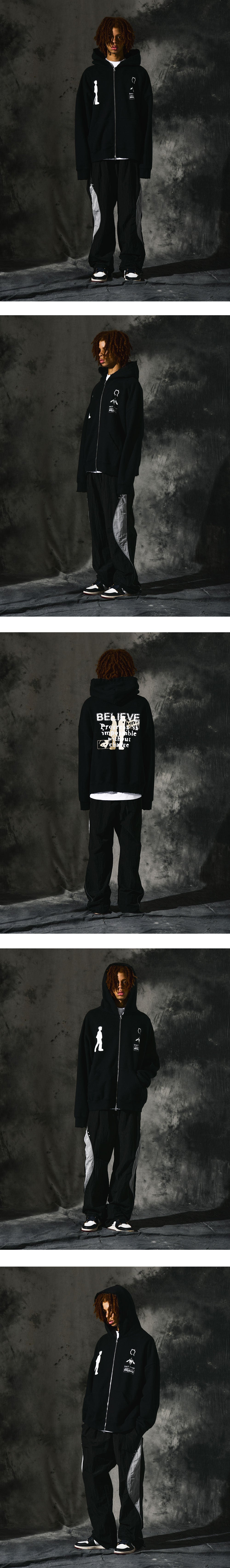 [Heavy Cotton]Believe Vintage Bio Washing Hoodie Zip-Up_Black