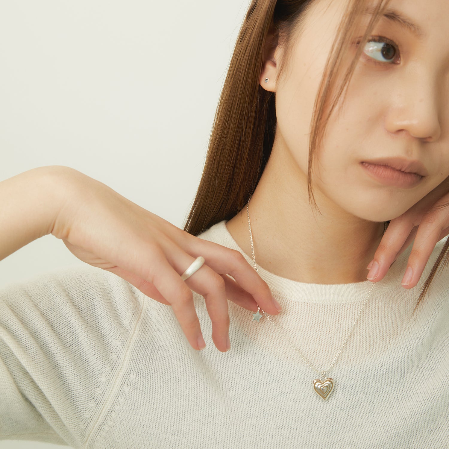 puffy double heart necklace