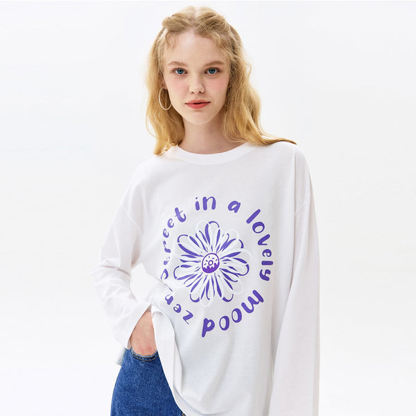 フラワーロングスリーブTシャツ/FLOWER LONG SLEEVE T-SHIRT / WHITE