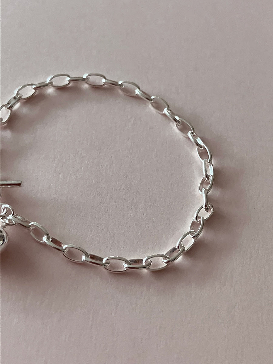 [92.5silver] heart toggle bracelet