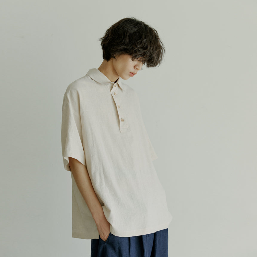 unisex half henlyneck shirts beige