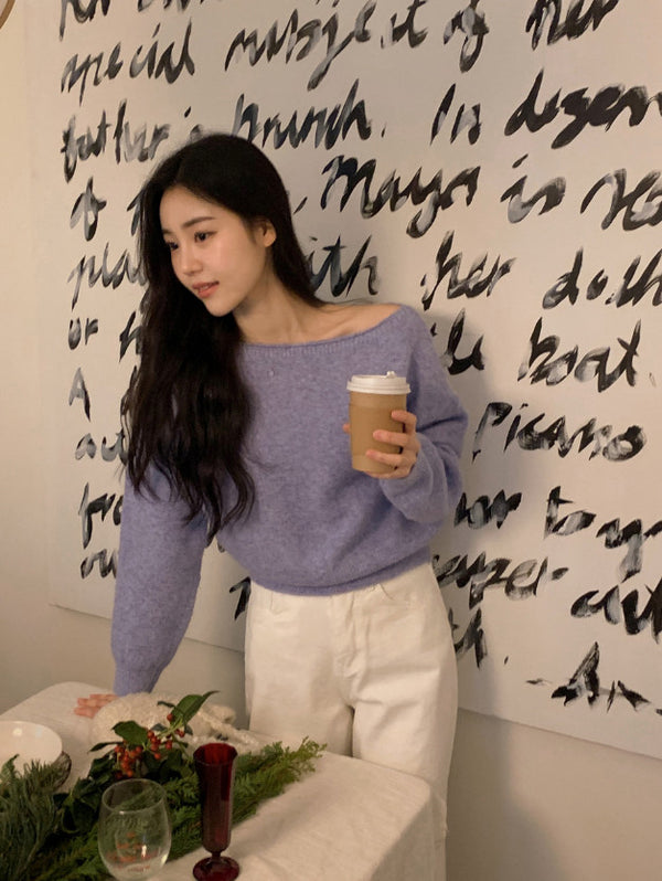 Feminine Boat Neck Knit (5color)