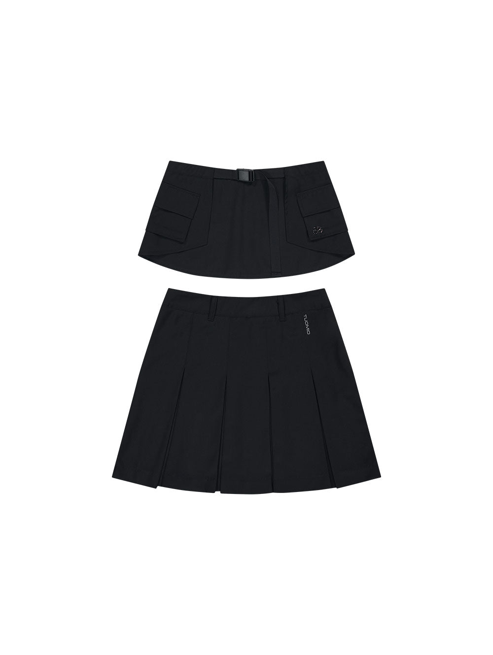 DETACHABLE POCKET PLEATED SKIRT [BLACK]