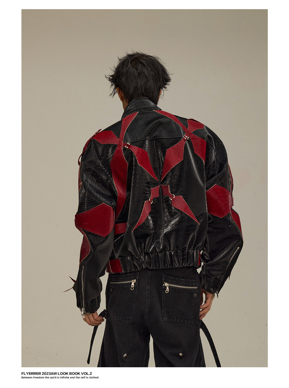 Pioneer crocodile pattern rivet leather jacket