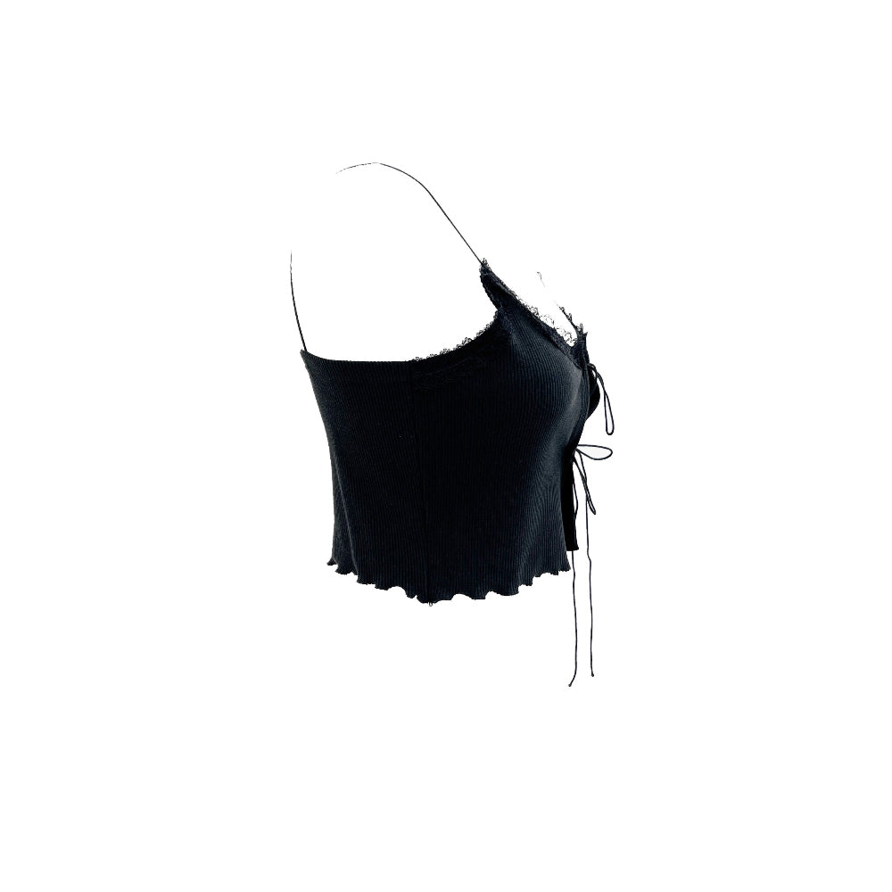 Strap golgi lace sleeveless layered top (2 Color)