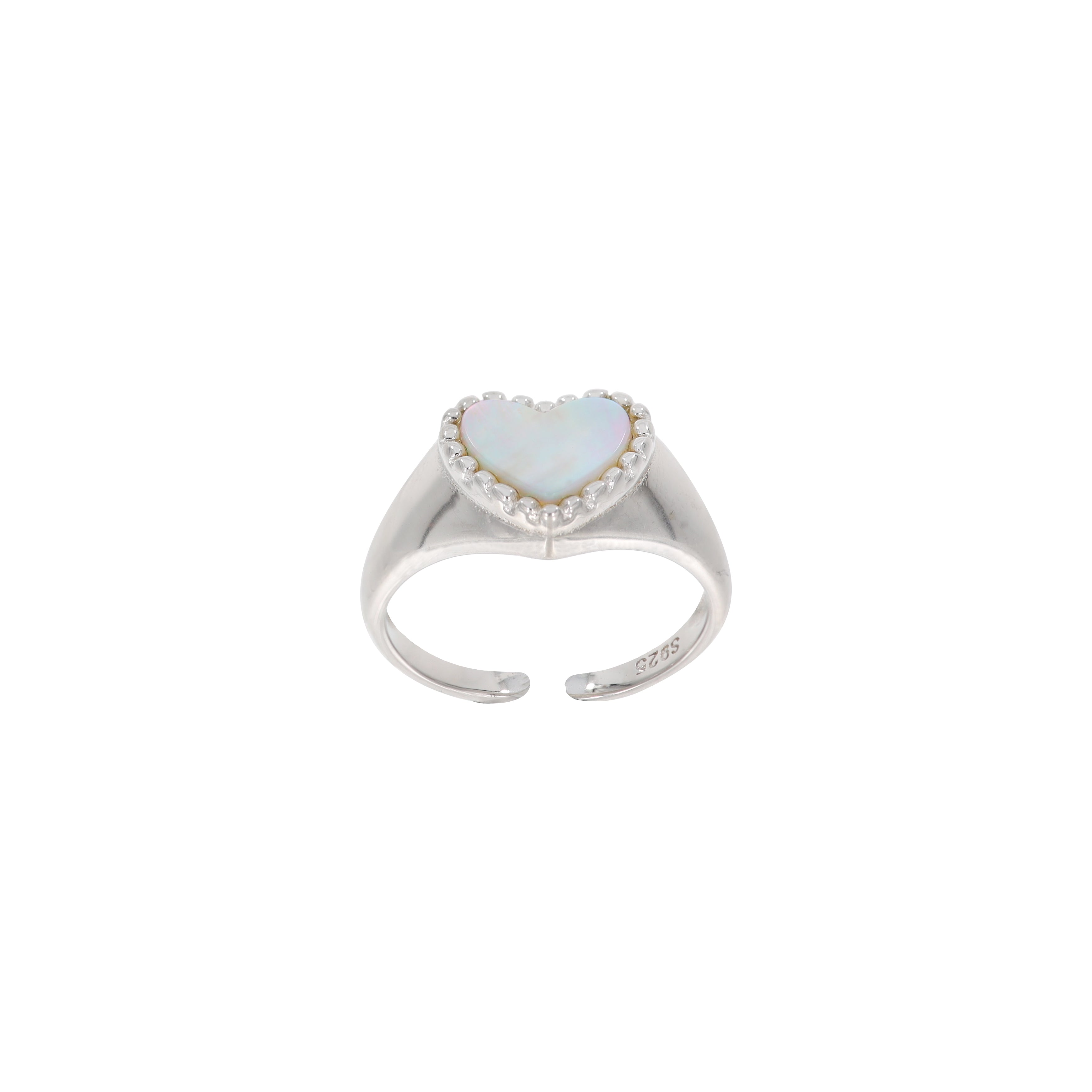 Mother-Of-Pearl Heart Silver Ring