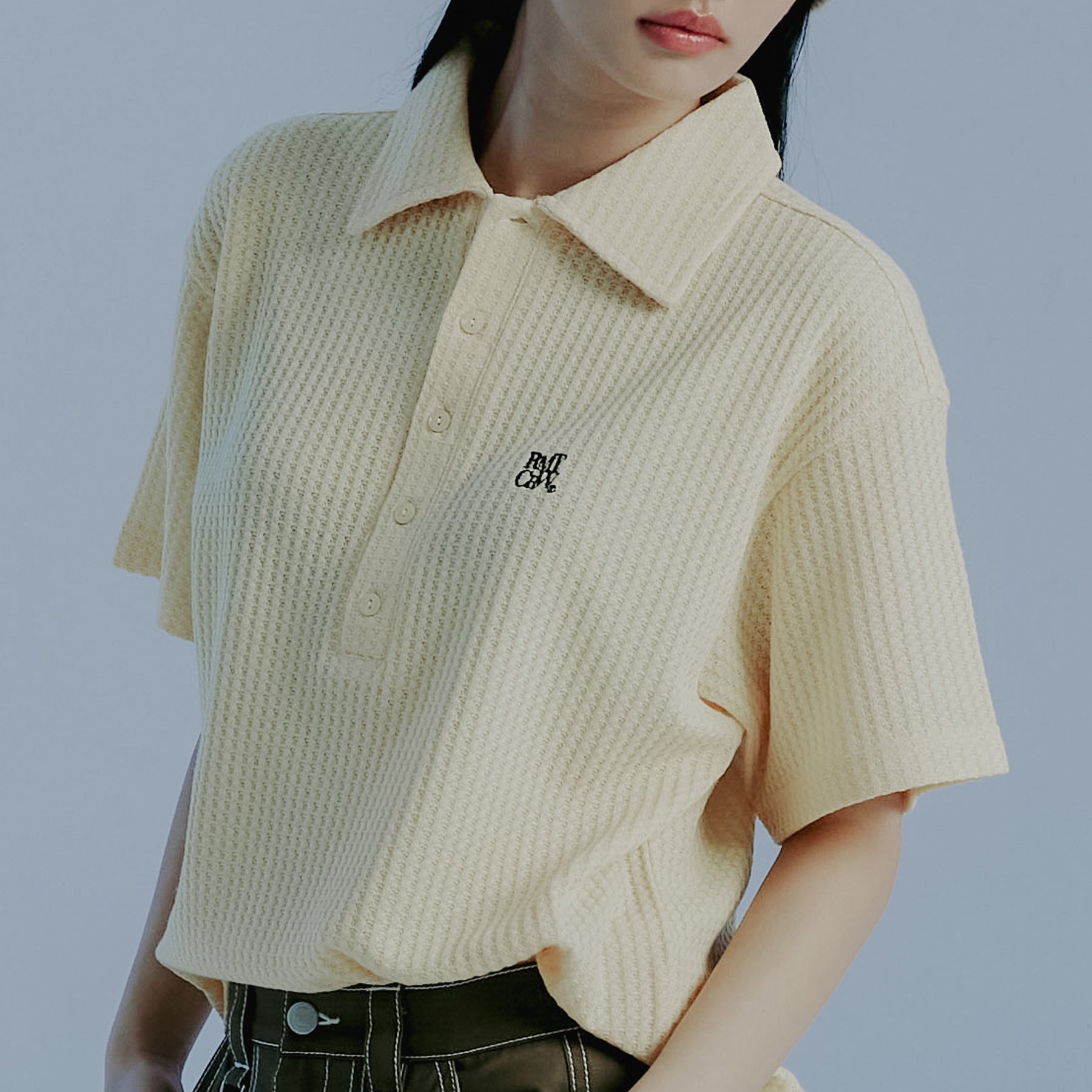 RECENT BUTTON KNIT POLO_LIGHT YELLOW