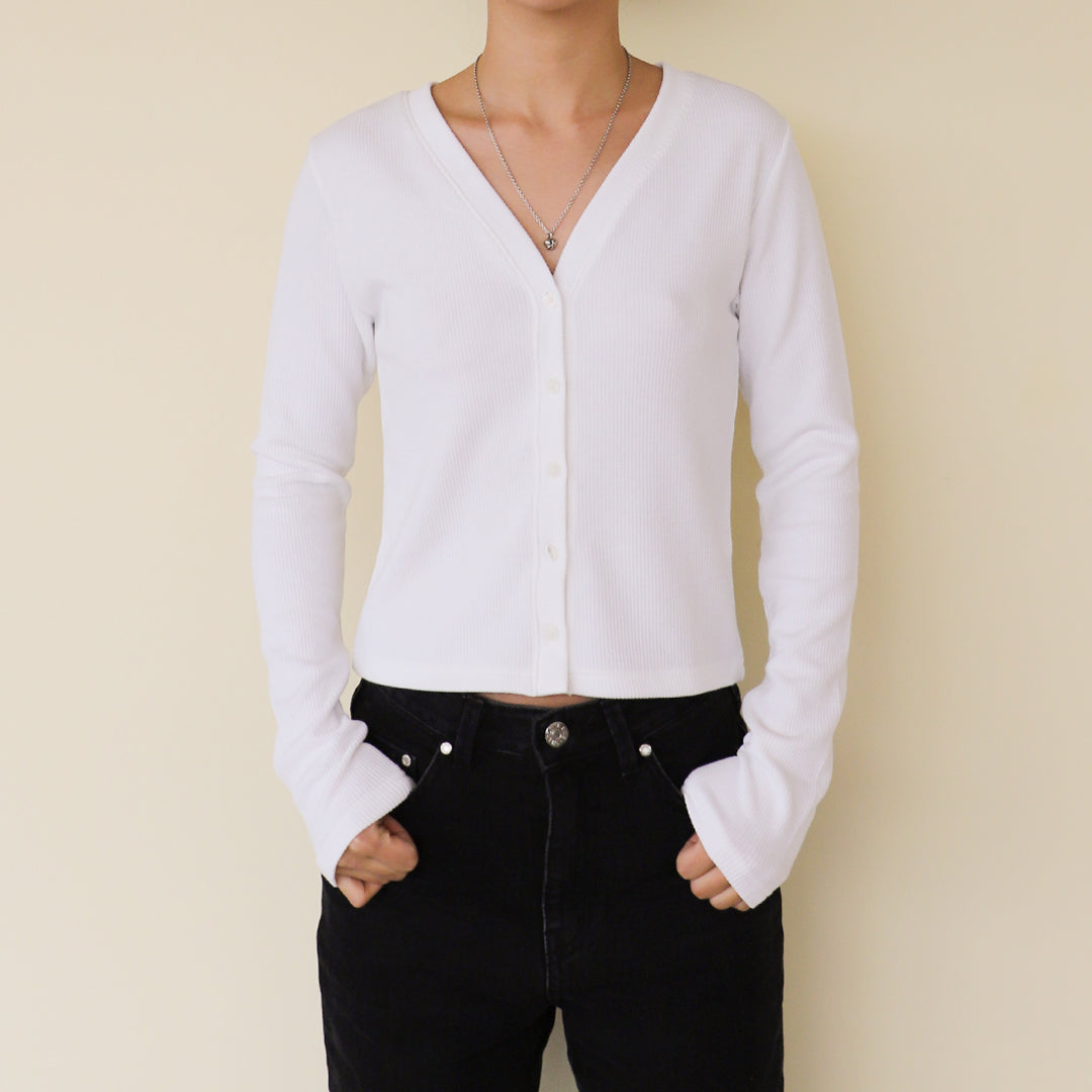 GREEDY CROP CARDIGAN (WHITE)