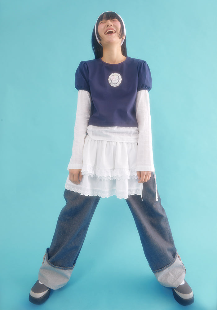 layered puff top_navy