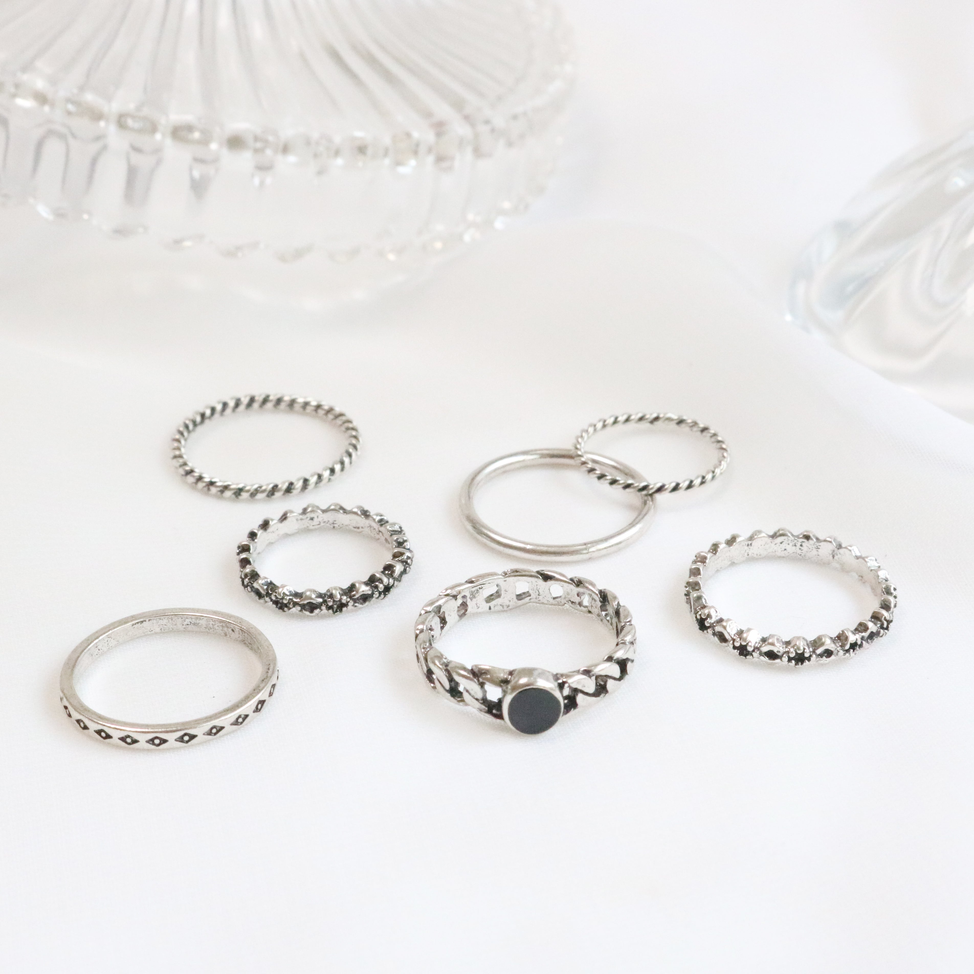 Black chain ring set (7 set)