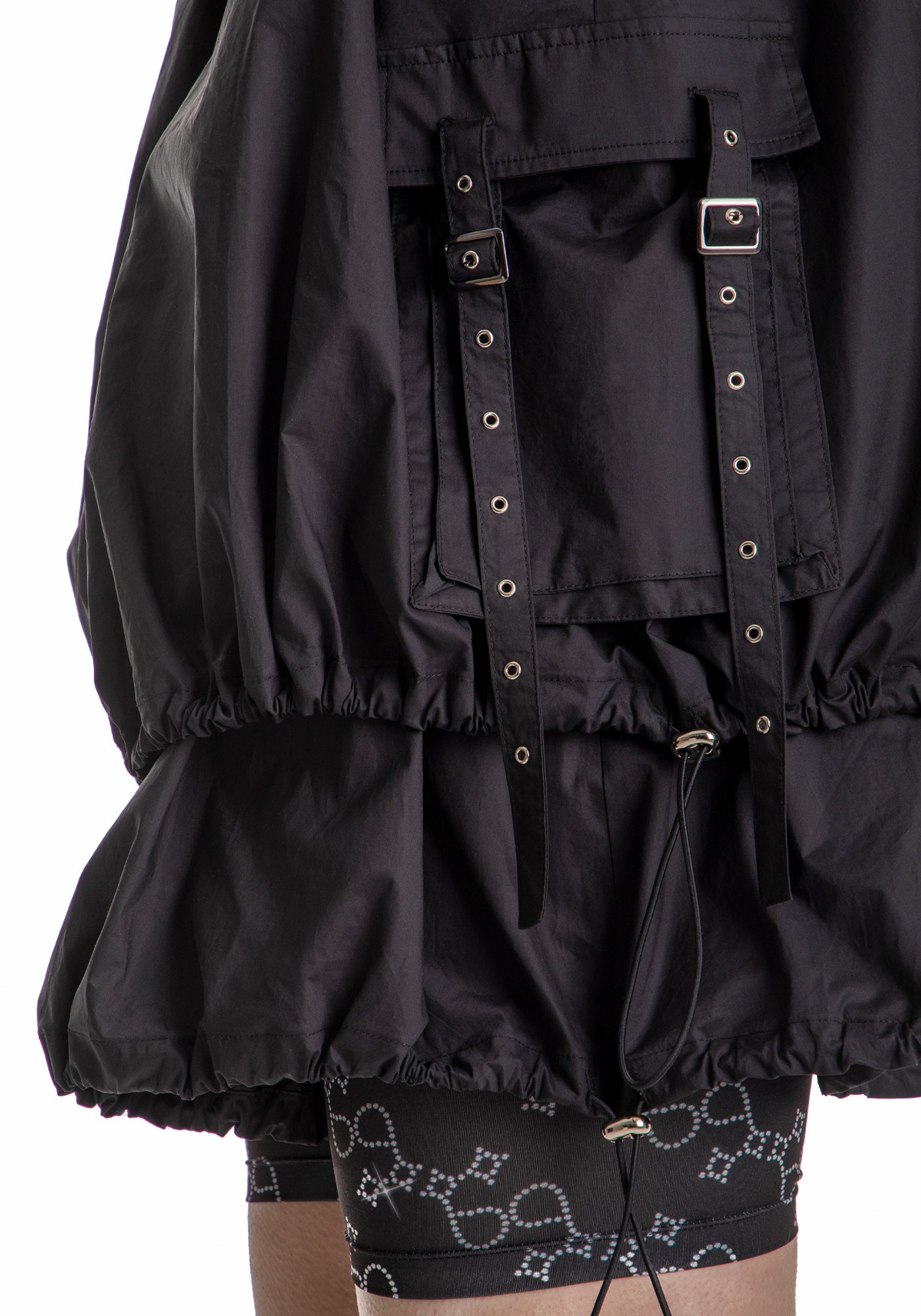 POCKET BALLOON MINI DRESS (BLACK)