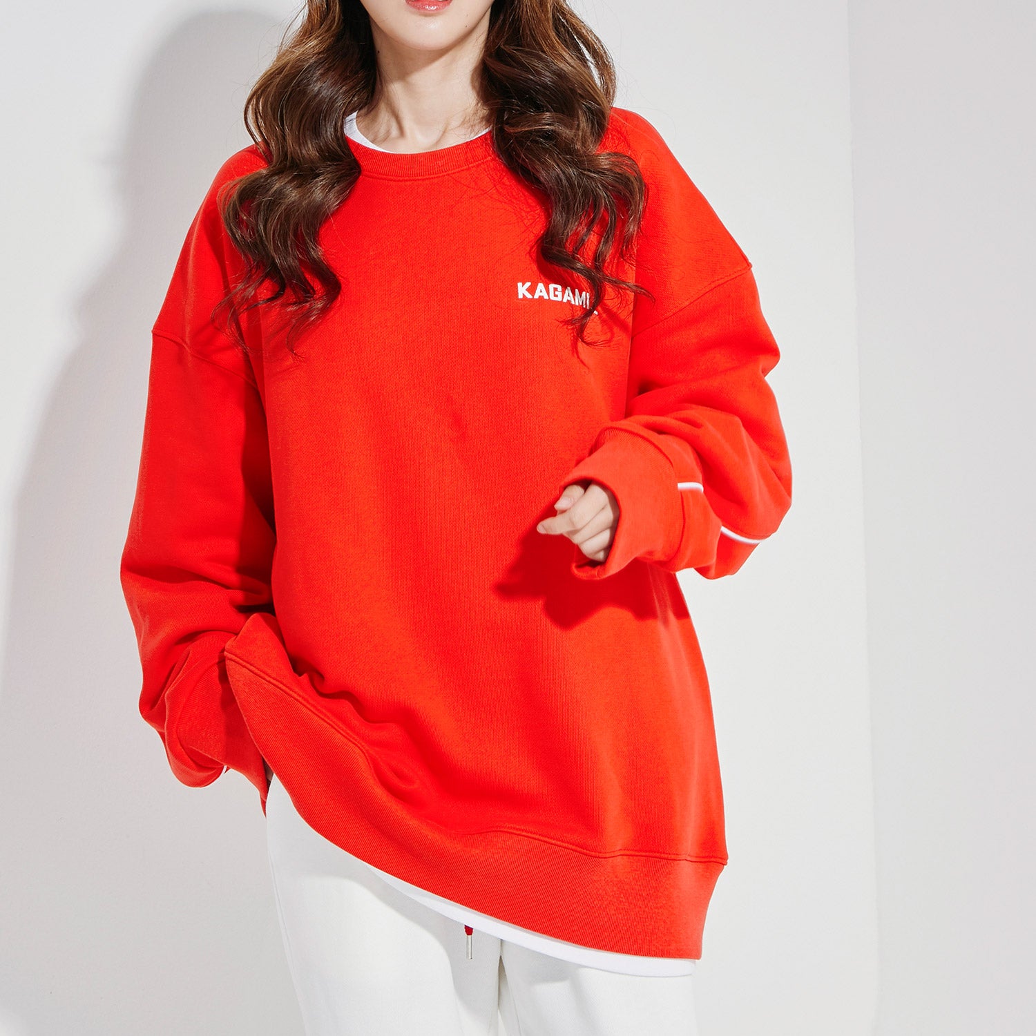 Oversize Back Line Sweat shirt Red