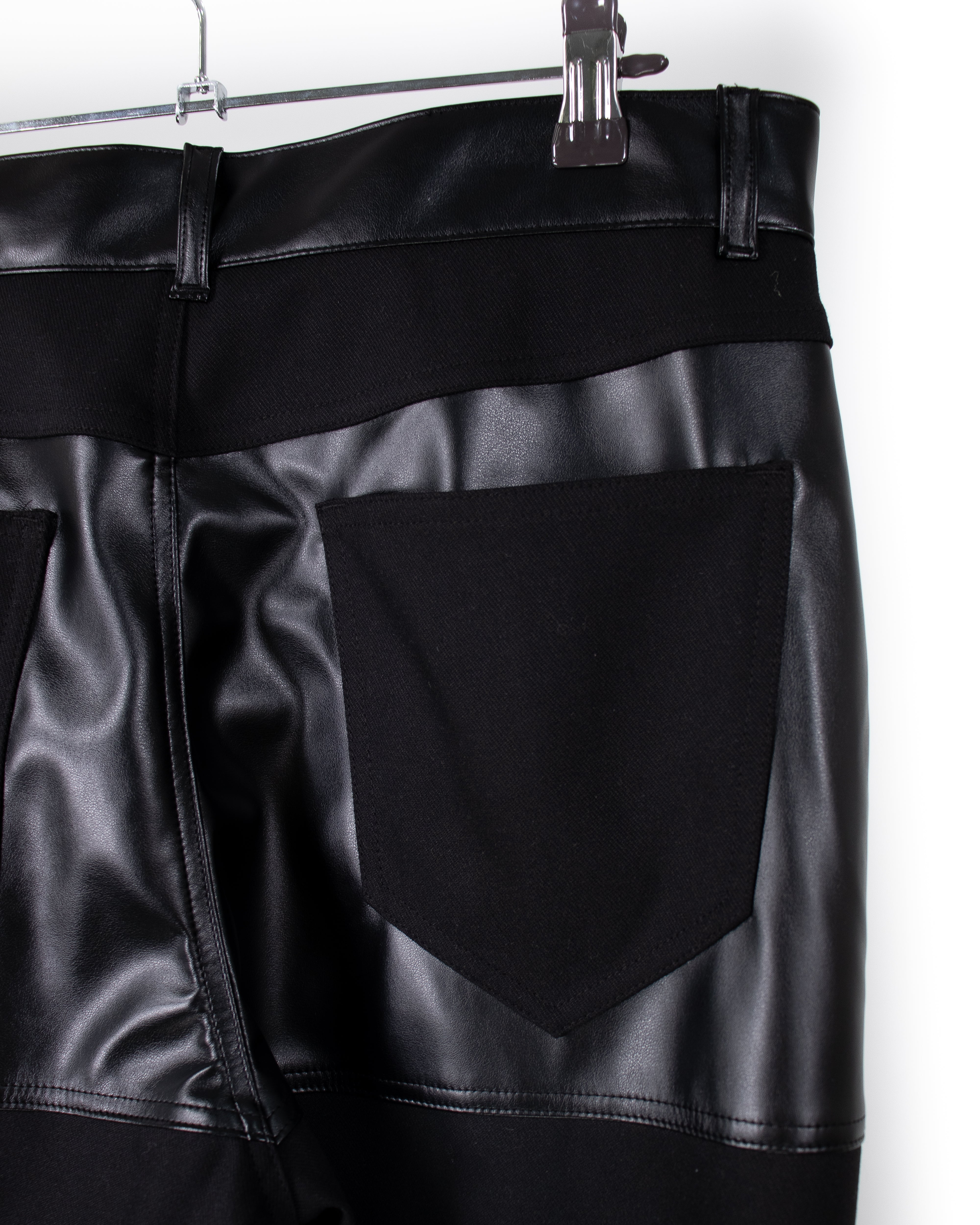 Faux Leather panelled Motorcycle Pants