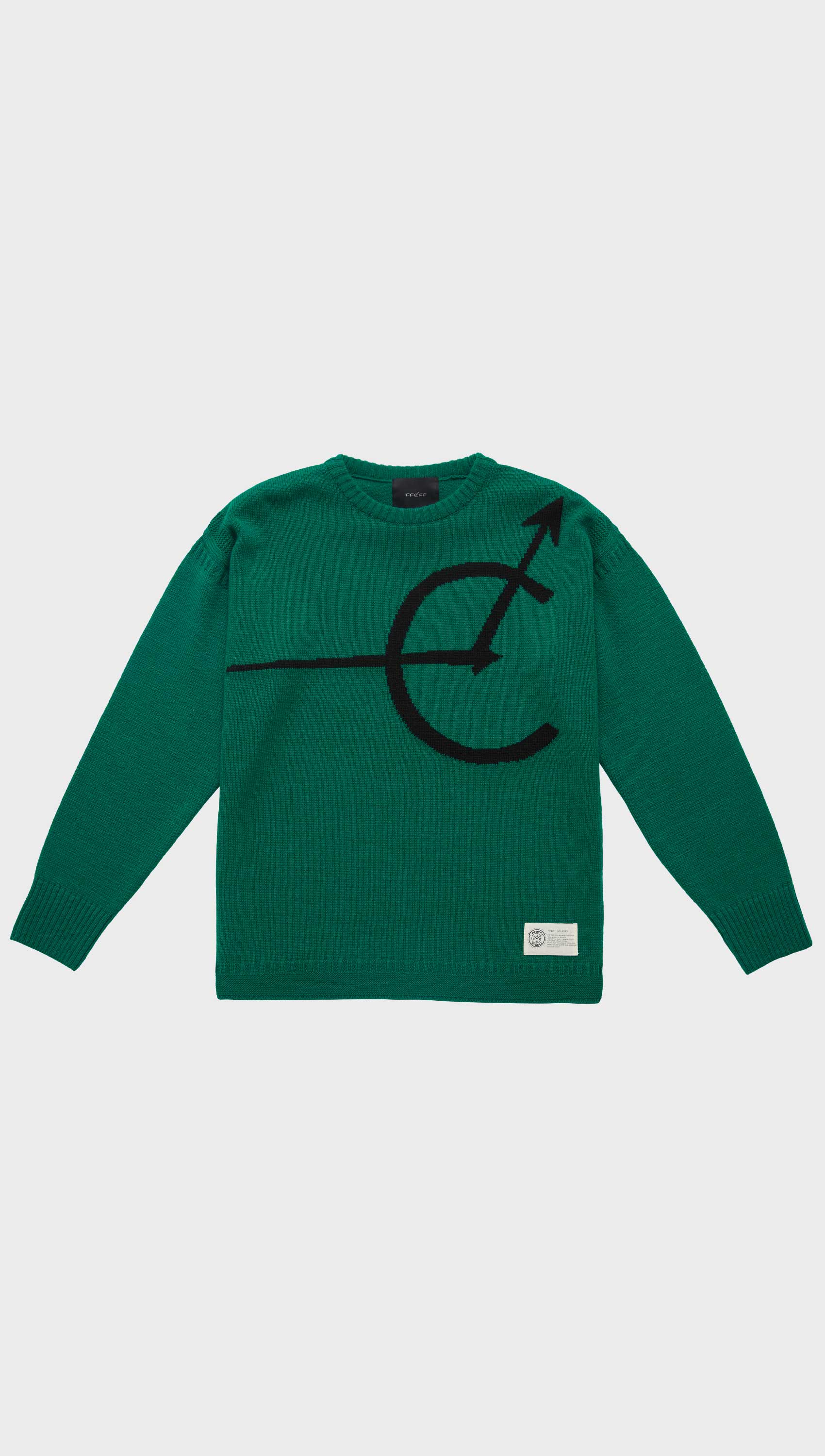 Signature logo round wool pullover (Green)