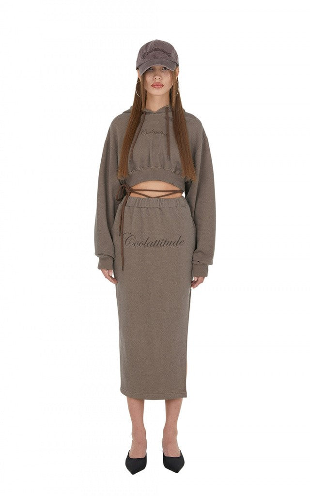 [IHD001-6] COOL ATTITUDE CROP HOOD BROWN