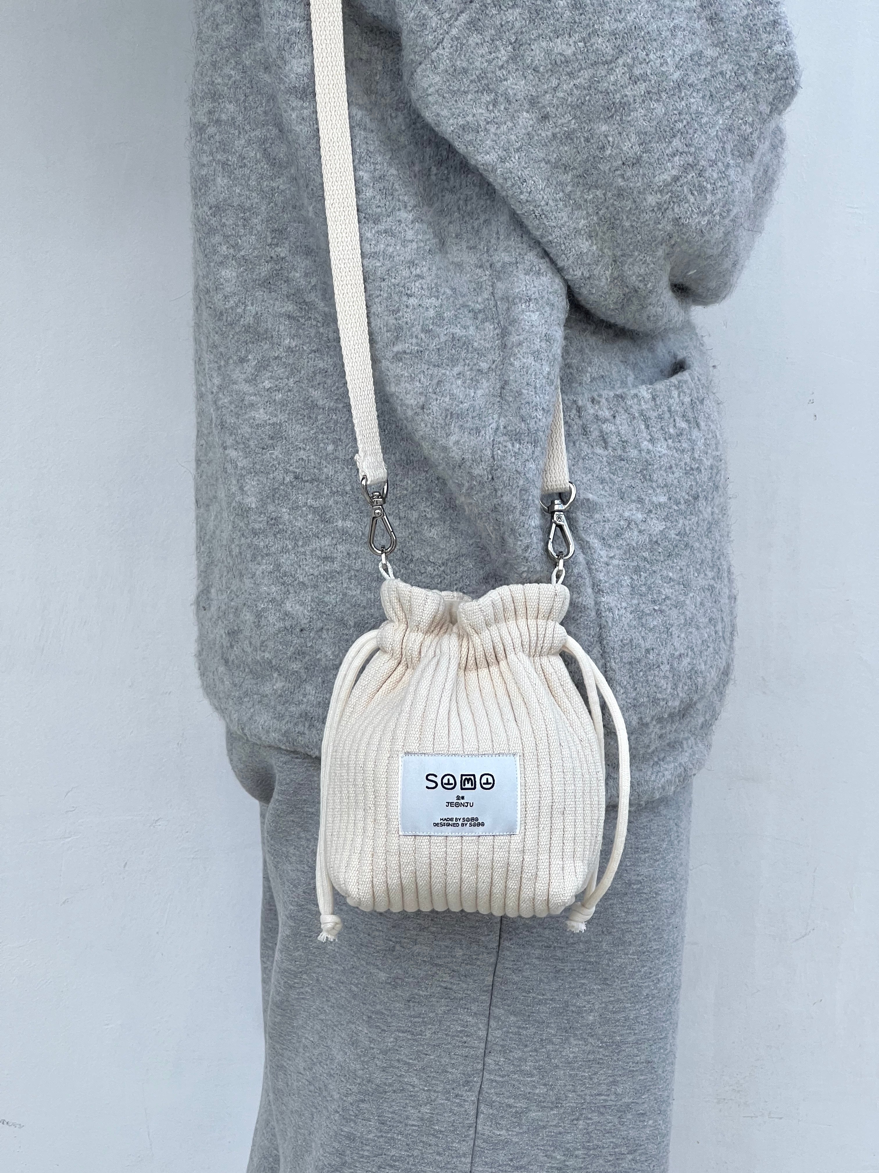 Ribbed fabric String cross bag mini