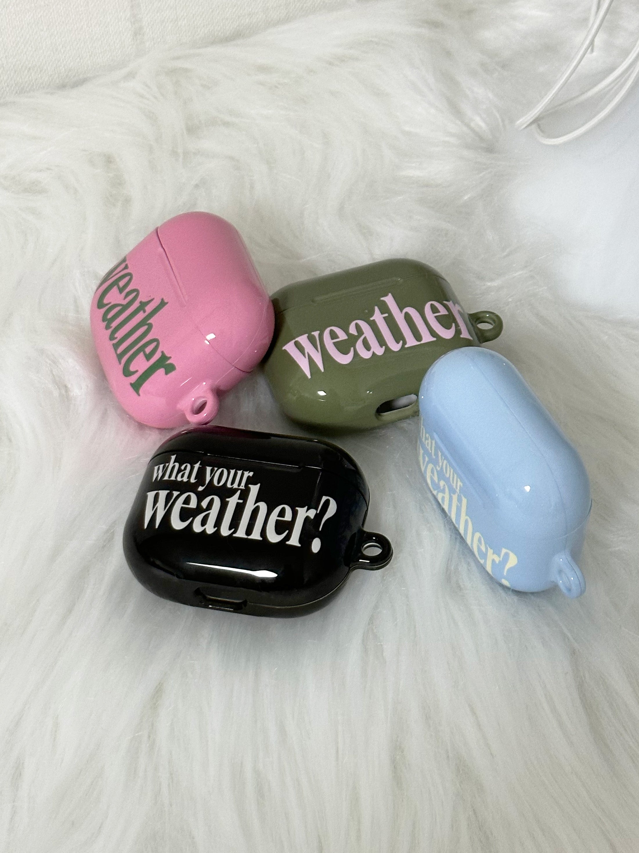 weather Airpods case-pink(green)