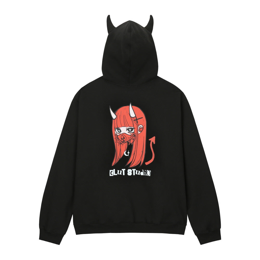 0 5 devil hoodie - BLACK