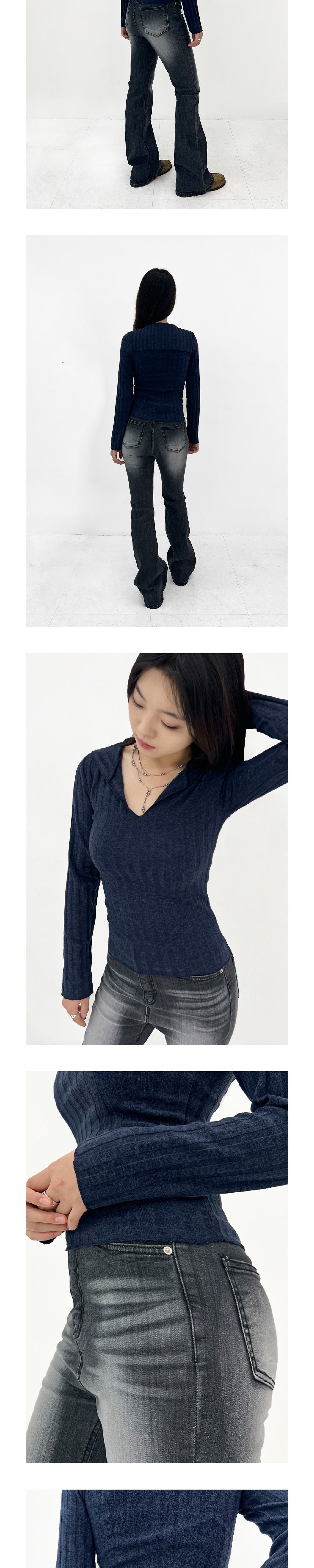 Sailor collar golgi knit top (2 Color)