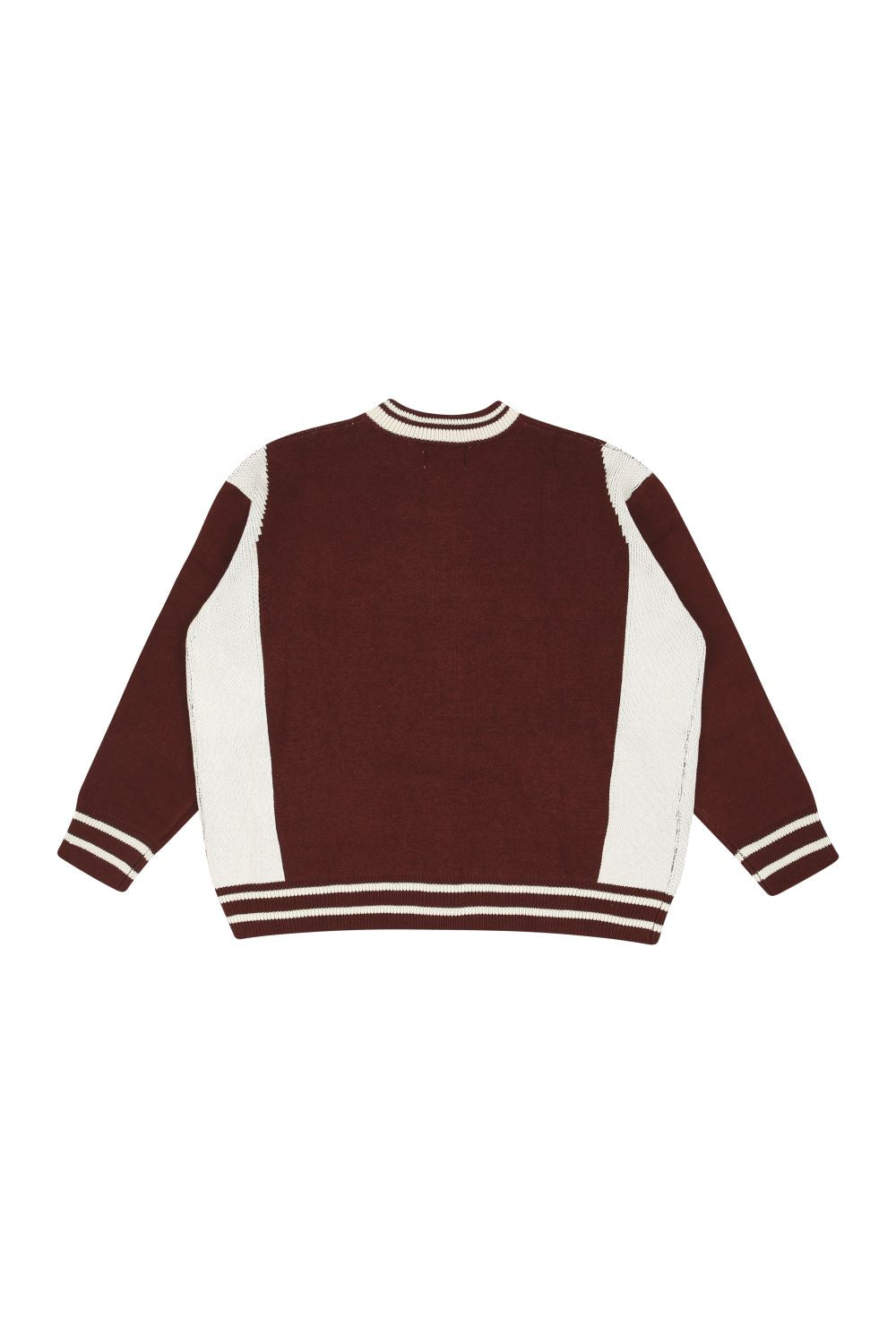 two-tone knit varsity