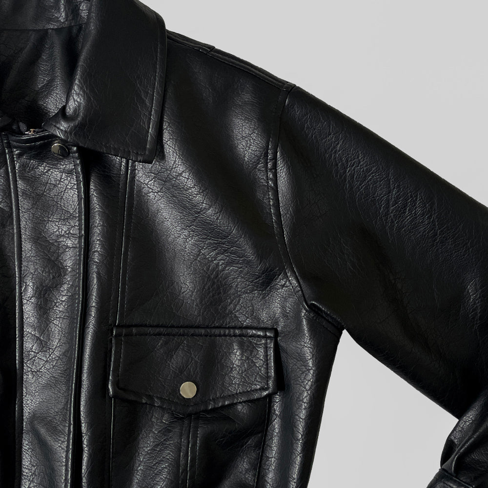 Crack leather black jacket