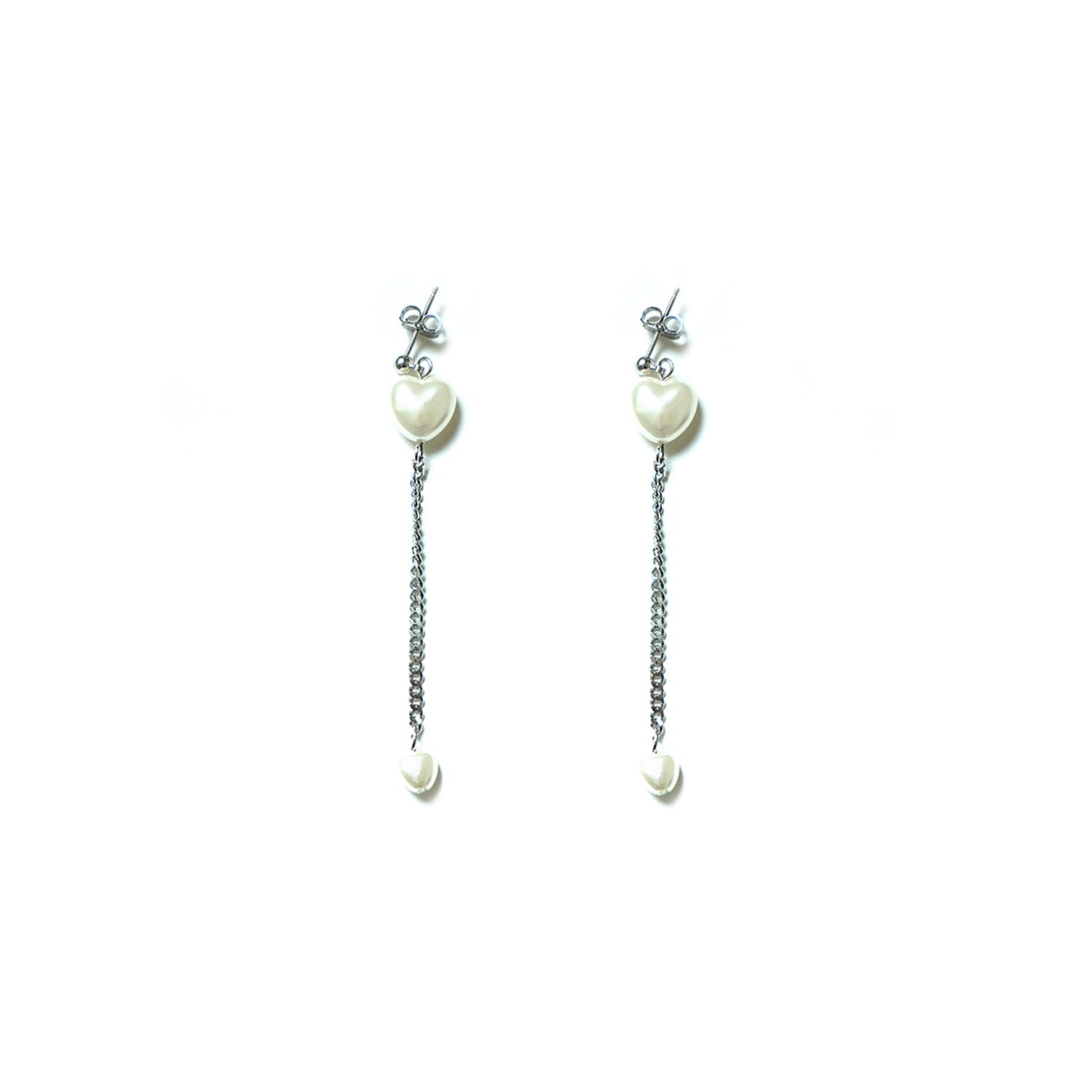 WHITE HEART DROP EARRING