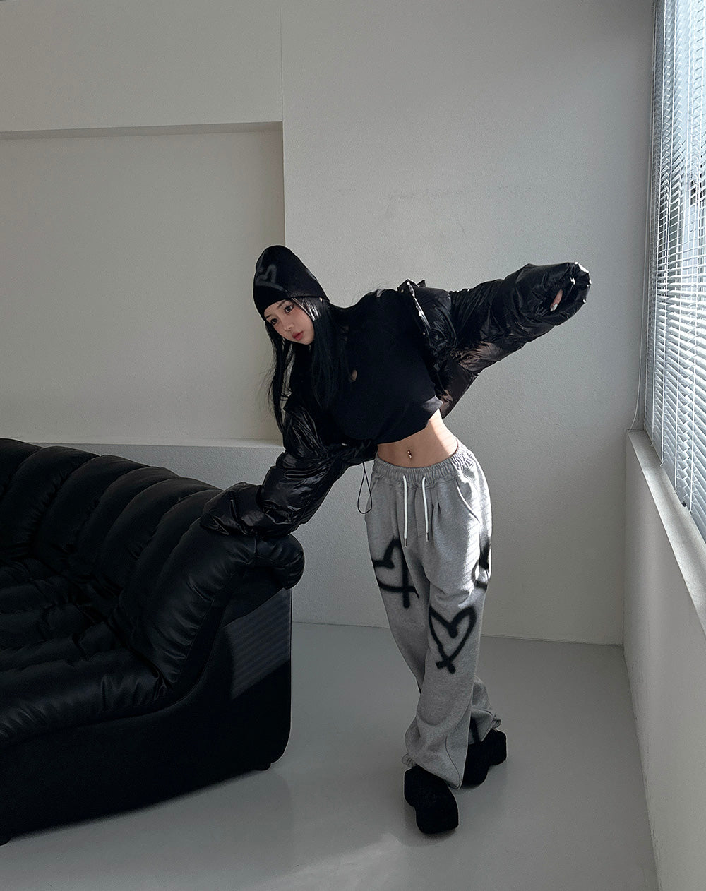 [UNISEX] Heart String Wide Jogger Pants