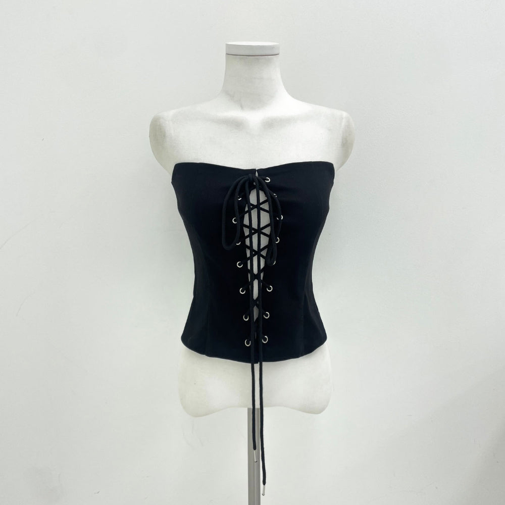 Lace-up corset tube top (2 Color)