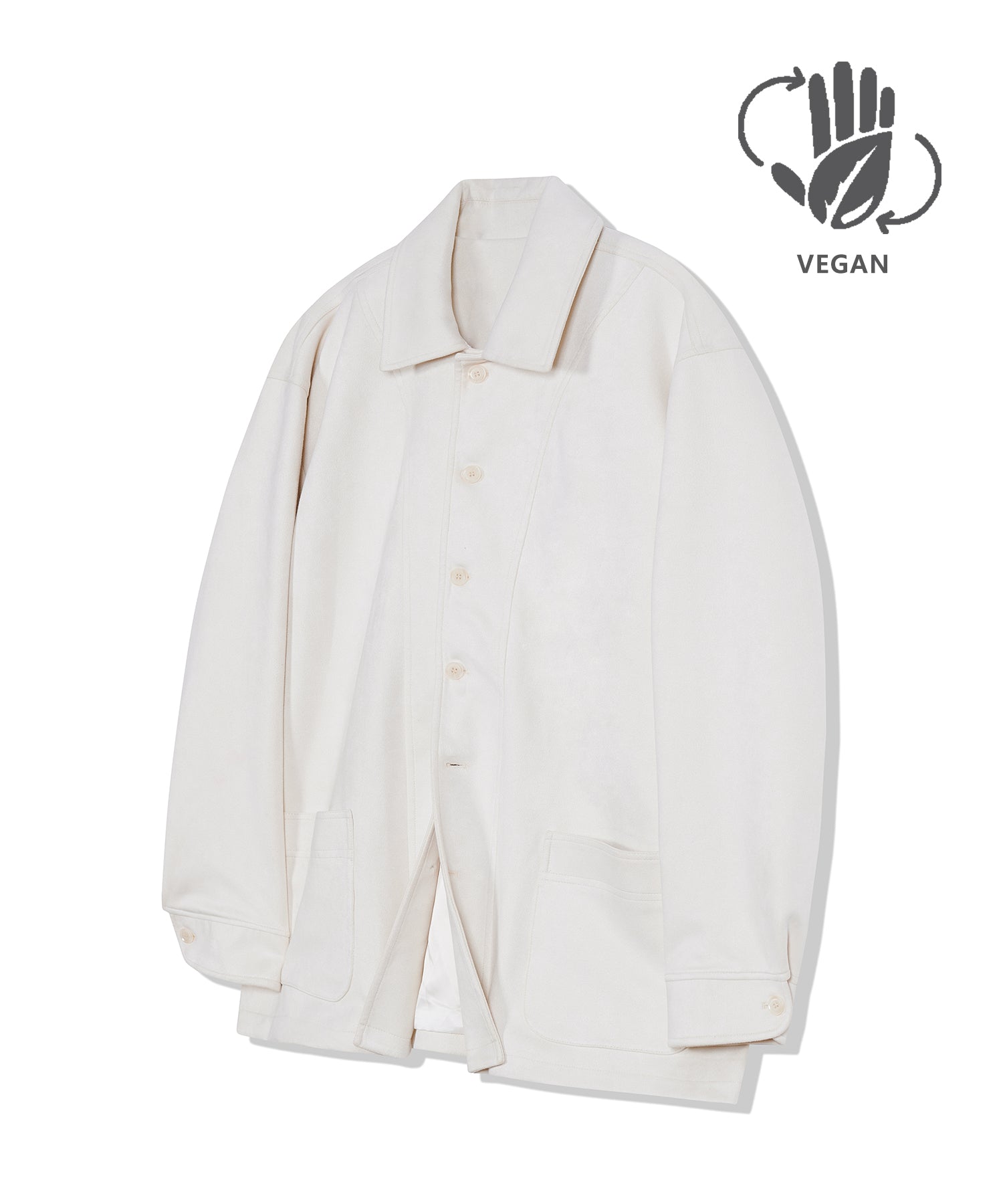 87-STAN033 [Vegan Suede] Bold Waistich Suede Jacket Ivory