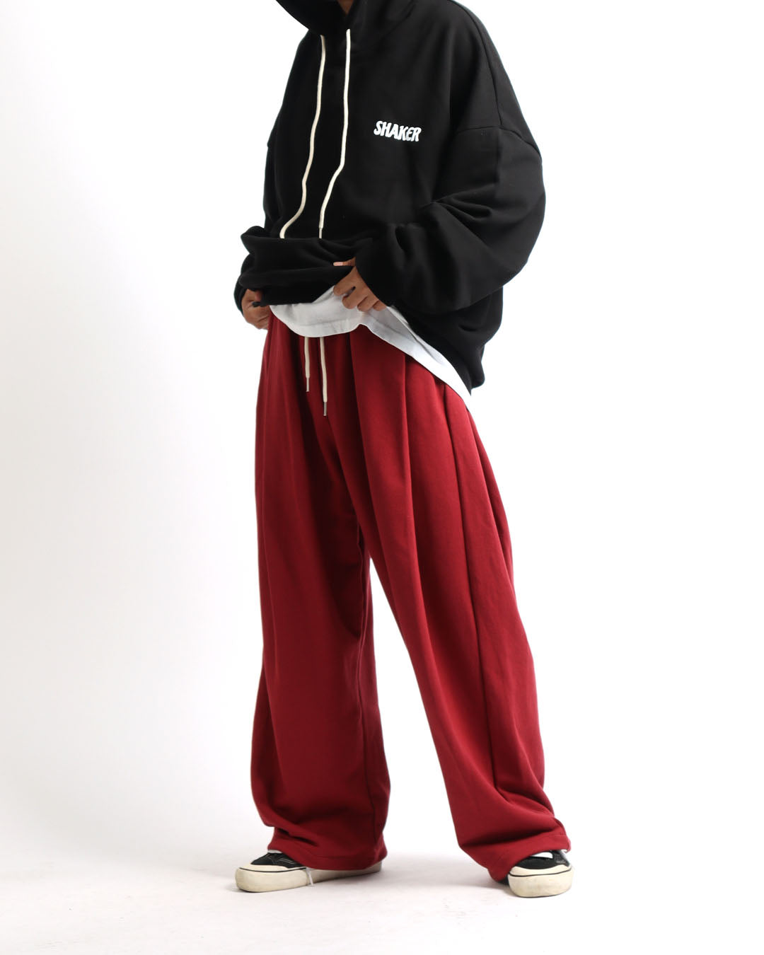 Wide fit bendable side two-tuck pants_3color