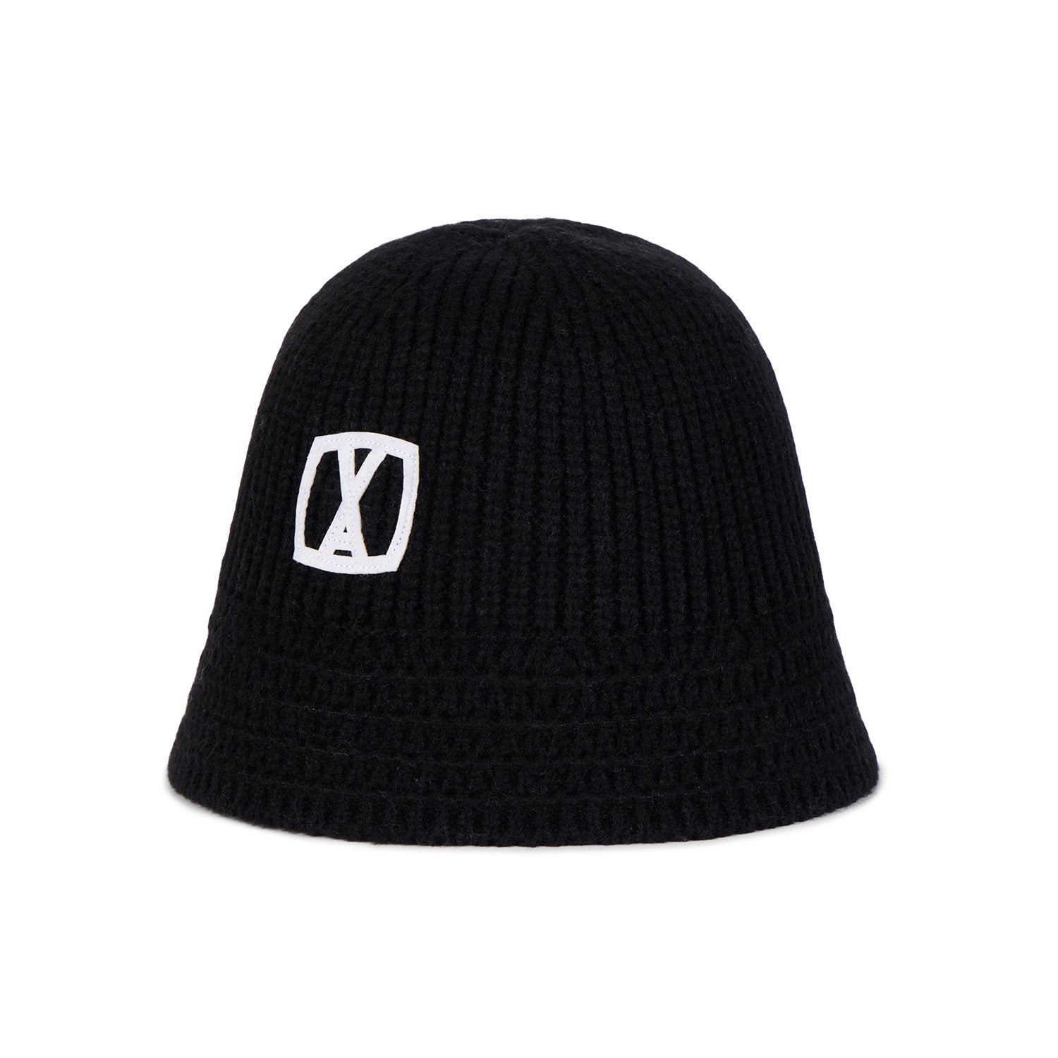 VA Square Applique Knit Bucket Hat / Black