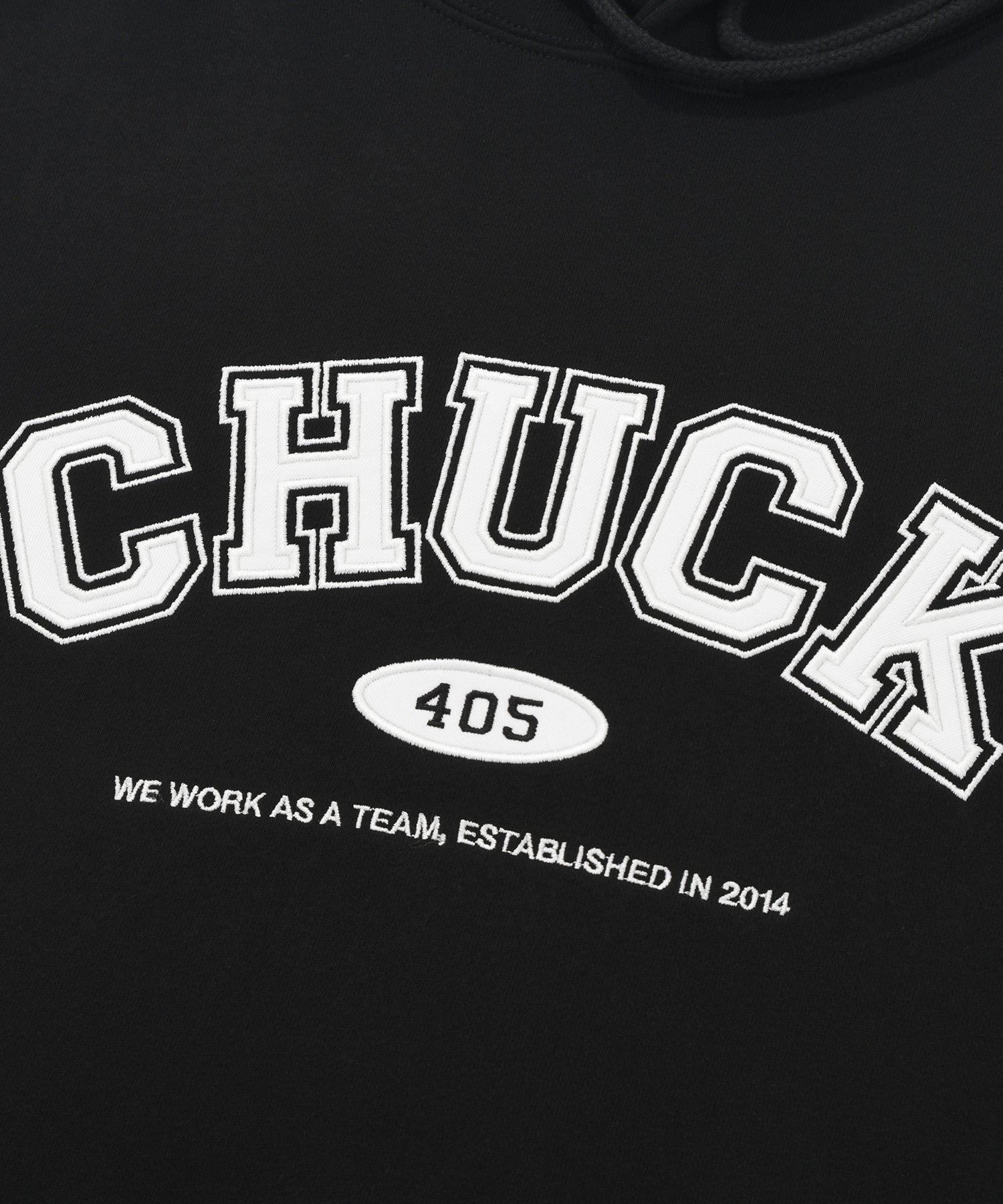 CHUCK アプリケアーチロゴフーディ / CHUCK APPLIQUE ARCH LOGO HOODIE (BLACK)